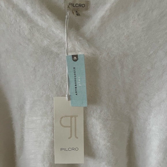 Anthropologie Pilcro NWT 🆕 white fuzzy hooded sweater, 1X - Picture 11 of 12